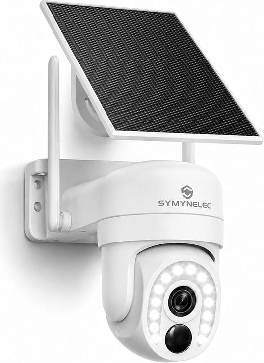SYMYNELEC 2.4/5GHz Solar Security Camera Wireless Outdoor, 100% Wire-Free