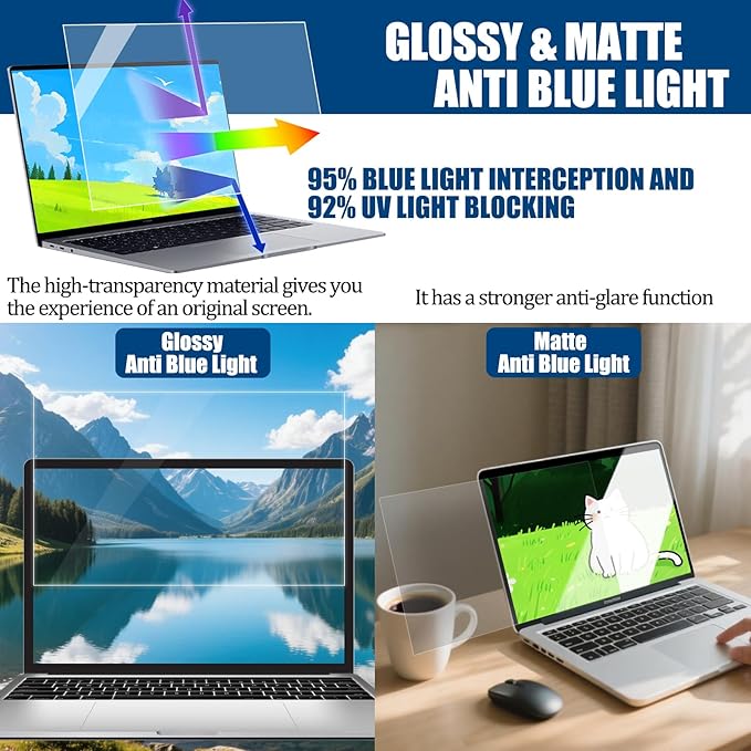 [4 Pack] 15.6 Inch Laptop Privacy Screen for 16:9 Aspect Ratio - 15.6 Inch Anti Blue Light Screen Protector Removable Anti-Scratch Privacy Shield Screen 15.6in