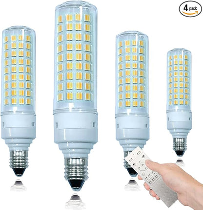 [Pack of 4 E12 LED Bulb 7W E12 Candelabra Base Equivalent 75W Halogen T3/T4 Bulbs, Stepless Dimming & Color Changing Bulbs with 2.4Ghz Remote Control 2700K~6500K for Chandelier Home Lighting