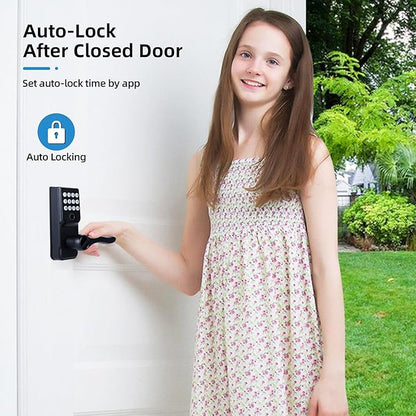Keyless-Entry Fingerprint Smart Door Lock: LORVIBO Digital Electronic Lock with Code Passcode, Electric Door Knob, Biometric Door Handle, Perfect for Exterior/Interior/Entry/Bedroom Doors (Black)
