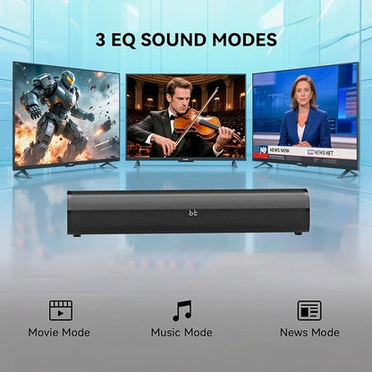 HDMI Sound Bar Smart TV, Home Theater Surround Sound Bars, TV Speakers Sounds Bar Bluetooth HDMI AUX OPT COAX USB Home Audio Surrounds Sounds System For PC Projector Game Movie/Music/News, Black