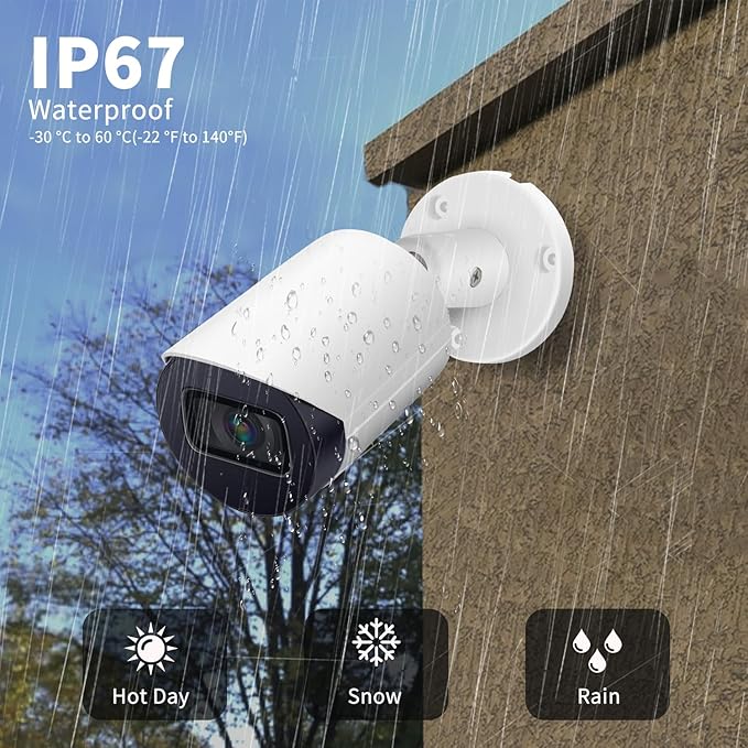 DahuaSecurity 8MP PoE IP Camera, 4K Security Bullet Camera with Smart Motion Detection IR&Color Night Vision, Metal Shell,MicroSD(256GB),H.265+,IP67