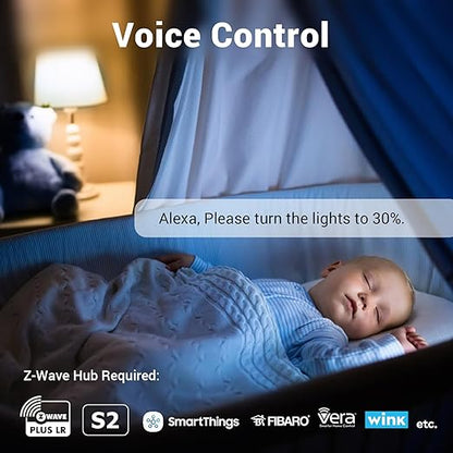New One Zwave Dimmer Plug, 800 Series Z-Wave Smart Dimmer Plug, Bult in Zwave Repeater, Z-Wave Outlet, Z-Wave Hub Required, Work with Hubitat, SmartThings, Vera, Wink, Fibaro, Homeseer, 2GIG