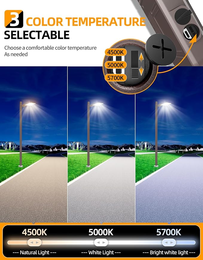 9 Pack LED Parking Lot Light 150W 120W 90W Adjustable, UL Listed 5700K 5000K 4500K Tunable, Area Light with Photocell, IP65 Outdoor Stadium Lights, AC100-277V