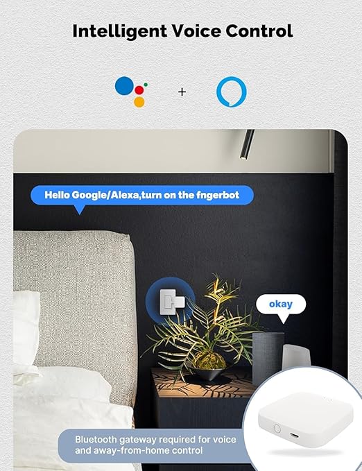 Bluetooth Switch Fingerbot 3nd Generation, Smart Button Pusher,Automatic Light Switch, Timer and APP Control, Add Tuya Bluetooth Hub Make it Compatible with Alexa.