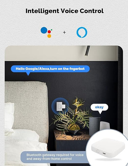 Bluetooth Switch Fingerbot 3nd Generation, Smart Button Pusher,Automatic Light Switch, Timer and APP Control, Add Tuya Bluetooth Hub Make it Compatible with Alexa.