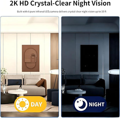 2K Indoor Robot Camera, 2.4G WiFi Security Indoor Camera for Baby Pet
