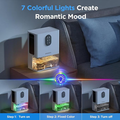 Dehumidifier, 106 OZ Water Tank Dehumidifiers for Home with Timer, 1000sq.ft Quiet Dehumidifier for Basement Bathroom Bedroom RV, Auto Shut Off, Timer, Sleep Mode, Washable Filter, 7 Color Light