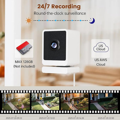 3MP 2K Window Security Camera, 2.4Ghz & 5Ghz WiFi Wireless Indoor Cameras for Home with Color Night Vision,Mounting Sticker,Motion Detection