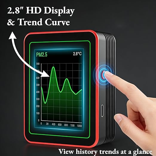 AUNMAS Air Quality Monitor ZN MT32, Multi Parameter with Highly Sensitive Sensors, Data Logging and Analysis, for Home and Office Use