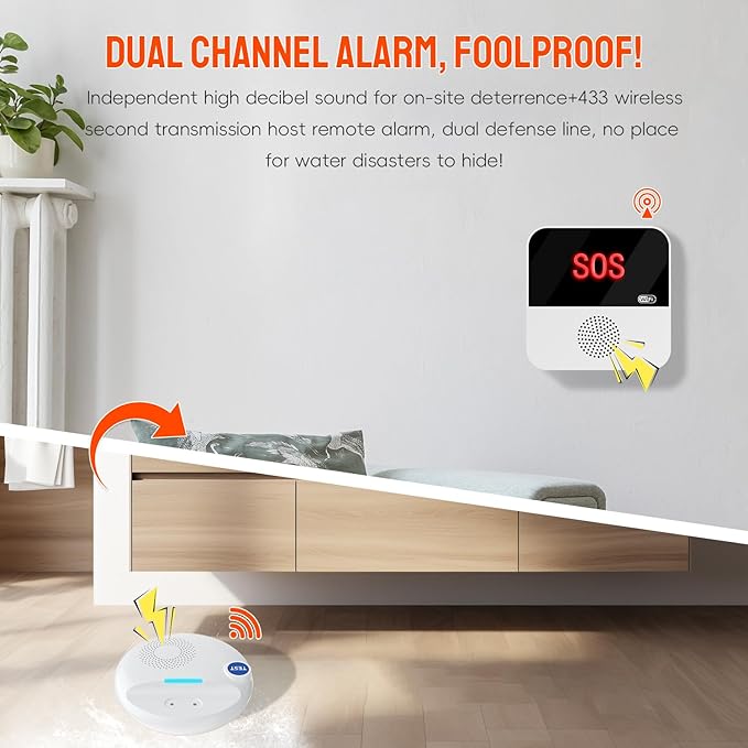 PILSAMAS Wireless Water Leak Detector - Works Standalone or with Smart Hub, Loud Siren Water Leak Sensor and Drip Alarm, IP67 Waterproof, for Home, Basement, Bathroom, Under Sink, Laundry