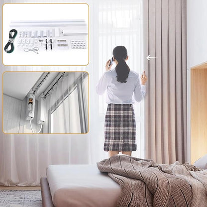 Electric Curtain Track Set, 19.69ft Retractable Motorized Curtains Track, Automatic Curtain Opener with Smart/Manual Control, Smart Curtains System for Straight Windows