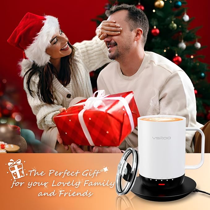 Vsitoo S3 Pro 16oz Smart Self Heating Coffee Mug,Heated Coffee Mug with Auto-Sensing AI Heats Drinks to 120-150°F Hands-Free.Perfect for Home/Office,Ideal Gift fo Men/Women，White