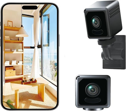 Mini Security Camera, Nanny Cam with 150°Rotating Lens, Free Cloud & SD Storage, 4K WiFi Wireless No WiFi Motion Detection, Auto Night Vision