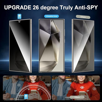 X-it for Samsung Galaxy S23 Ultra/S22 Ultra Screen Protector Privacy [Auto Alignment/Dust Removal],Bubble-Free,[100% Ultrasonic Fingerprint ID] Easy Installation Full Coverage Anti-Spy [Non-Glass] 2 Packs