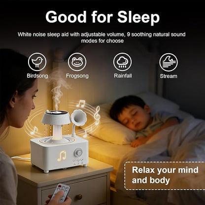 Morbou Raindrop Aroma Diffuser Room Humidifier with White Noise, 7-Color Air Mist Essential Oil Diffuser Sleep Sounds Aroma Rain Drop, with Remote Control (White)