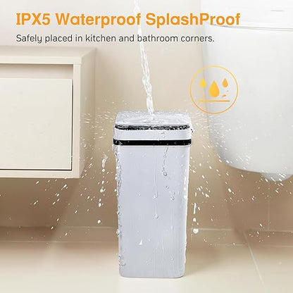 Automatic Bathroom Trash Can Touchless 2.6 Gallon Small Trash Cans with Lid Narrow Garbage Can for Kitchen, Toilet, Bedroom, RV, Living Room