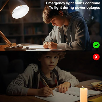 Ostwiki 2 Pack Emergency Rechargeable Light Bulbs,Battery Operated Backup Light Bulb 9W E27 8500K 1200mAh White Equivalent Self-Charging LED Light Bulbs for Power Outage Camping Outdoor Activity