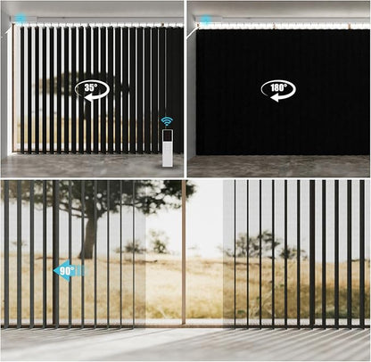 Motorized Sheer Vertical Blinds with Remote, Light Filtering Vertical Blind Sliding Door Blinds Remote Control Blinds for Sliding Glass Door Customize(Elegant Deep Grey)