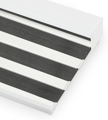 Bringnox Smart Motorized Zebra Roller Blinds - 85% Blackout, Remote Control, Works with HomeKit, Google Home & Alexa via Hub, Custom Size