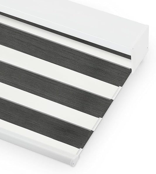 Bringnox Smart Motorized Zebra Roller Blinds - 85% Blackout, Remote Control, Works with HomeKit, Google Home & Alexa via Hub, Custom Size