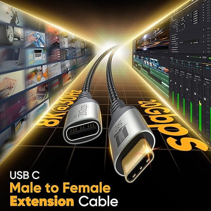 USB C Extension Cable 5 Pack,Multi Pack 3FT USBC Male to Female Cord, [USB 3.2 Gen2/10Gbps] 100W/5A Fast Charging 4K@60Hz Video USB C Cable for iPhone 17PM,MacBook,iPad Pro,Carplay,Security Camera
