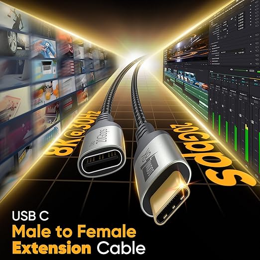 USB C Extension Cable 5 Pack,Multi Pack 3FT USBC Male to Female Cord, [USB 3.2 Gen2/10Gbps] 100W/5A Fast Charging 4K@60Hz Video USB C Cable for iPhone 17PM,MacBook,iPad Pro,Carplay,Security Camera