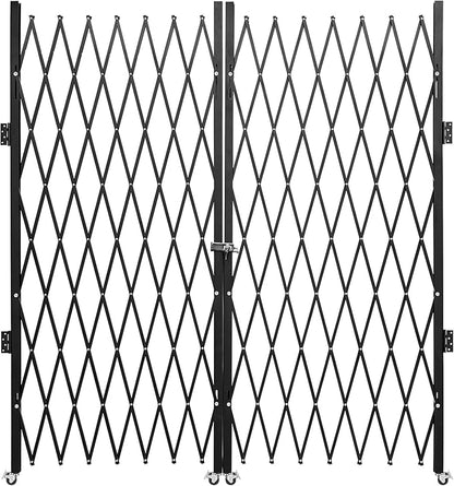 VEVOR Double Folding Security Gate, 61" H x 122" W Folding Door Gate, Steel Accordion Security Gate, Flexible Expanding Security Gate, 360° Rolling Barricade Gate, Scissor Gate or Door with Keys