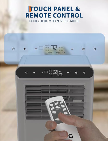 GarveeLife Portable Air Conditioners, 8,000 BTU for Rooms up to 350 Sq.Ft., Smart Compact AC Unit with Cooling, Dehumidifier, Fan, Remote Control and Window Kit, Gray
