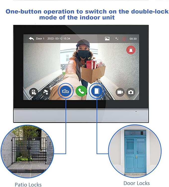 Wired Video Intercom System Tuya WiFi 7 Inch Touch Screen 1080P Doorbell Intelligent Tuya APP Intercom Kit with 3 in 1 Unlock Motion Detection,Anti-Tamper Alarm,32G (1 Bell+4 Monitor)