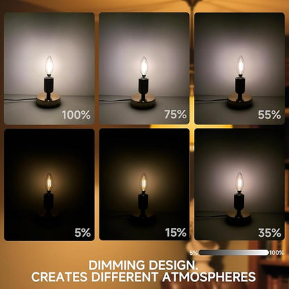B11 Type B LED Filament Bulb, E12 Base, 4W/40W Equivalent 2700K Warm White – Clear Glass, Dimmable, Ideal for Chandeliers, Wall Sconces & Decorative Lighting, 6-Pack(2700K)