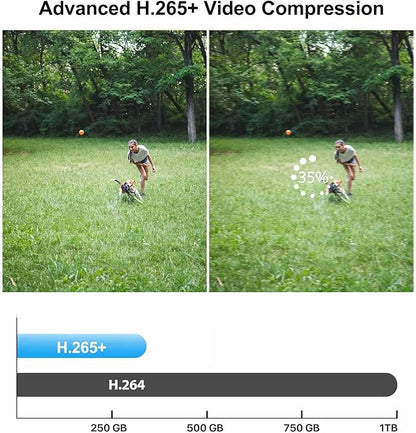 1080P H.265+ Home Security Camera System with 1TB Hard Drive，5MP 3K Lite 4 Channel CCTV DVR Recorder and 4 x 1080p Surveillance Bullet Camera Outdoor Indoor