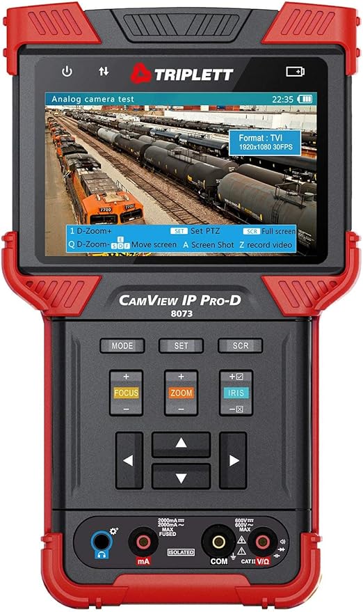 Triplett 8073 CamView IP Pro-D CCTV Camera Tester with Built-in DHCP Server - IP, AHD 2.0, HD-TVI 3.0, HD-CVI 3.0