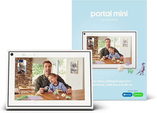 Facebook Portal Mini - Smart Video Calling 8” Touch Screen Display with Alexa - White