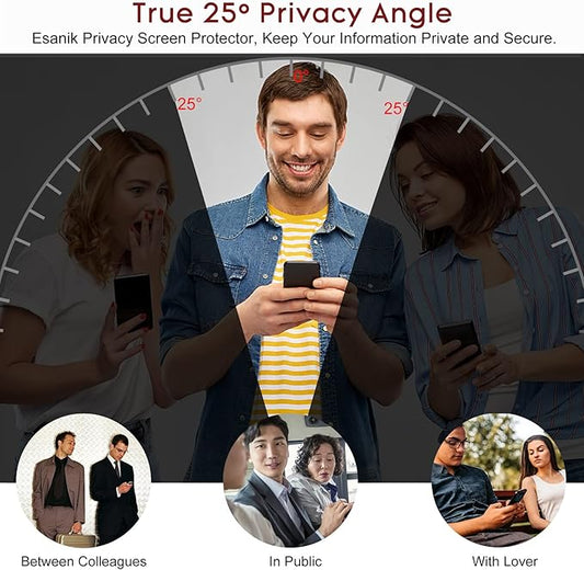 Esanik [2+2 Pack] Privacy Screen Protector for Samsung Galaxy S22 Ultra 6.8-inch [NOT for S22 Plus/S22] Anti Spy PET Film(NOT Glass) with Easy Installation Frame + Camera Lens Protector Fingerprint ID Compatible