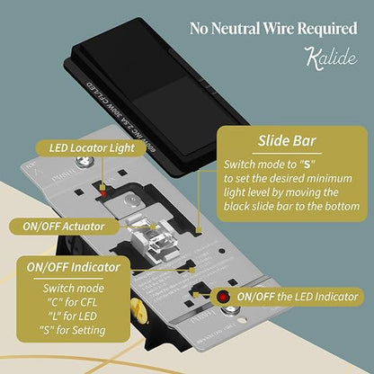 TOPGREENER 300W LED Dimmer Switch, Single Pole or 3-Way, Black, 1P
