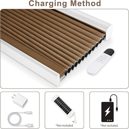 Godark Motorized Blackout Cellular Shades Compatible with Alexa/Google Home Electric Blinds Smart Honeycomb Shades for Windows Automatic Blinds with Remote Custom Size-Brown