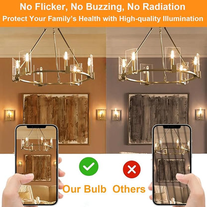 T6 E12 Candelabra Bulb LED, 4 Pack Dimmable Flicker-Free E12 LED Bulb 40w Equl 4W, 2700K Warm White Candelabra Light Bulbs T6/T25 Long Lasting E 12 Edison Light Bulbs for Chandeliers, Pendant