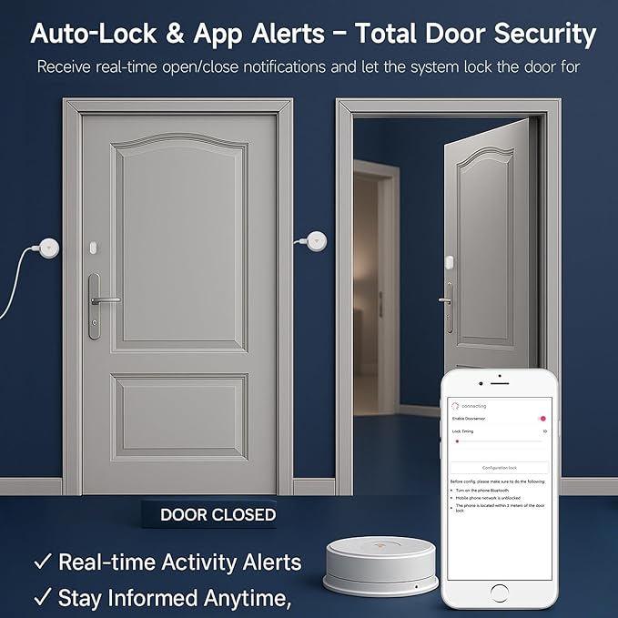 Wi-Fi Bridge (W100) & Door Sensor for WeHere Smart Lockboxes, Door Sensor for Business/Store/Home/Office Security, App Remote Check Door Close or Open