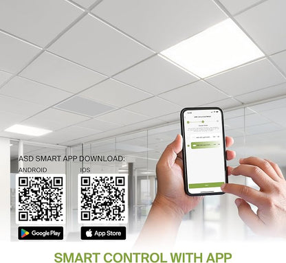 ASD 2 Pack 2x2 Smart LED Flat Panel Light - 35W UL DLC | 4362LM 3500K 4000K 5000K Selectable Dimmable 2x2 LED Drop Ceiling Light Fixture | 2 x 2 Lights WiFi App Controlled Alexa & Google Assistant