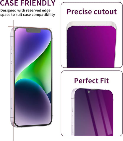 2 Pack Privacy Screen Protector for iPhone 13 Pro Max/14 Plus Tempered Glass 6.7inch Private Saver Anti-Spy Anti-Blue Light Anti-Scratch Full Coverage