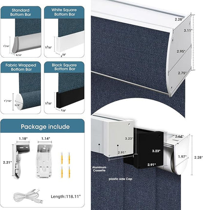 SmartWings Motorized 100% Blackout Shades Blinds, Custom Size, Cordless Window Shades with Rechargeable Battery, Work with Matter/Apple HomeKit, Alexa, Thread/Zigbee, Remote Optional, Eclipse Denim