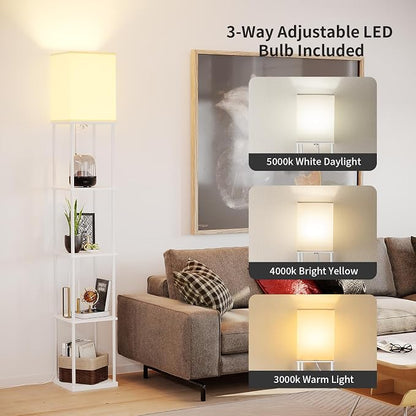 SUNMORY 5 Tier Floor Lamp with Shelves, Standing Lamps for Living Room