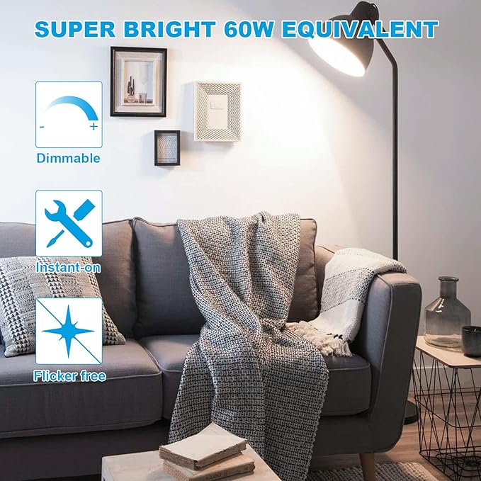 MorningLight 6 Pack A15 LED Bulbs Dimmable, 60Watt Equivalent, Neutral White 4000K, E26 Base, A15 Appliance Light Bulb 6.5W for Ceiling Fan Light Bulbs, Super Bright No Flicker, 600LM Bulb