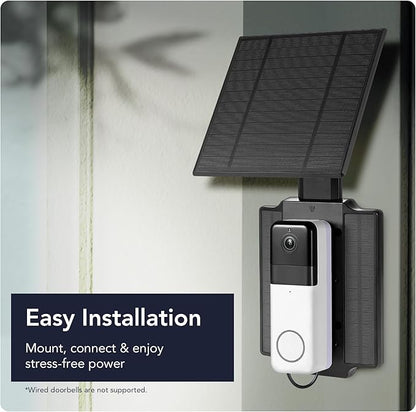 Wasserstein Universal Solar Charger Compatible with Ring Battery Doorbell (2024 Release)/Pro/Plus/4/3/3 Plus/2nd Gen (2020 Release) & Wyze Wireless Video Doorbell Pro - 2.5W Solar Panel Charger