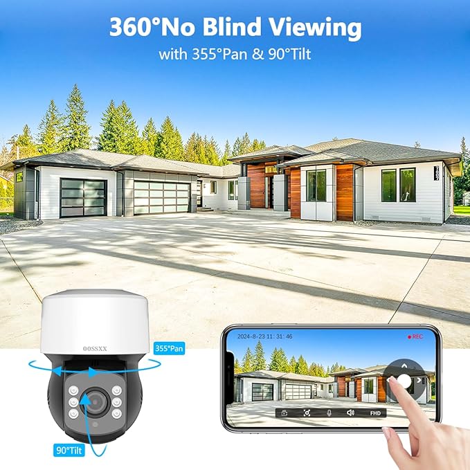 OOSSXX PTZ Full HD HD-Wired Outdoor Security Camera System Indoor House Dome PTZ 360 Camera Home DVR Systems Video Surveillance CCTV Cameras
