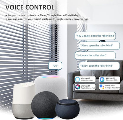 Smart Roller Shade Motor Retrofit Kit Matter Over Thread, Wireless Electric Blind Motor for 1.5" Tube, 2600mAh Rechargeable, Solar Panel, Remote Control, Compatible with Alexa/HomeKit/Google Home