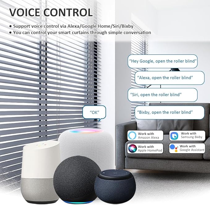 Matter Over Thread Smart Roller Shade Motor, 2600mAh Battery Powered Blind Motor Kit for 1.5" Tube, DIY Motorized Blinds with Remote Control, Compatible with HomeKit, Alexa, Google Home, SmartThings