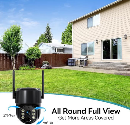 Solar Security Cameras Wireless Outdoor, 5G&2.4GHz Cameras for Home Security, 2K Solar Outdoor Camera, Color Night Vision, AI Human Detection, 2-Way Talk, Siren Alarms (Two)