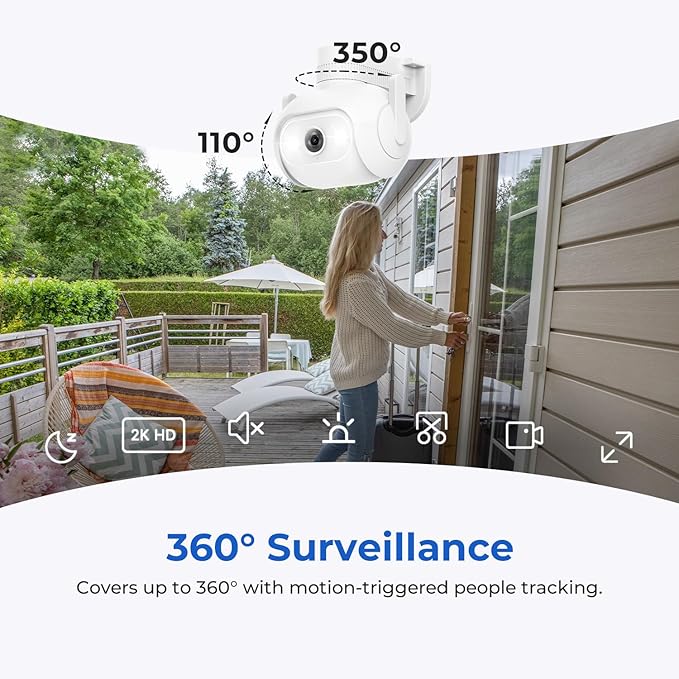 IMILAB Wired Security Camera Outdoor: 2K WiFi/LAN Camera with Spotlight, 360° PTZ Surveillance, Color Night Vision, Auto Deterrence, Weatherproof, 7/24 Local Recording, No Monthly Fee